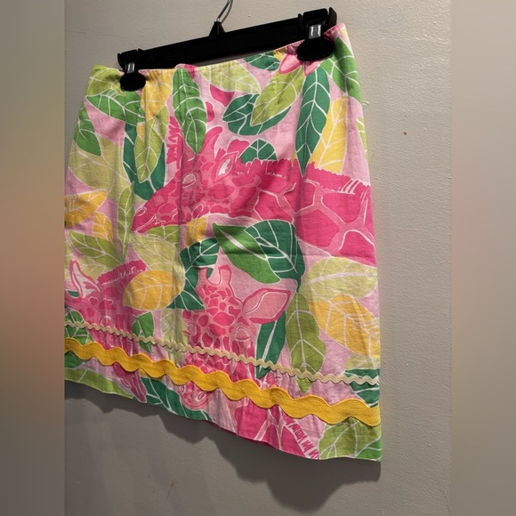 Lilly Pulitzer Pink and Green Leaf Mini Skirt bright size 4 colorful short - Picture 6 of 9